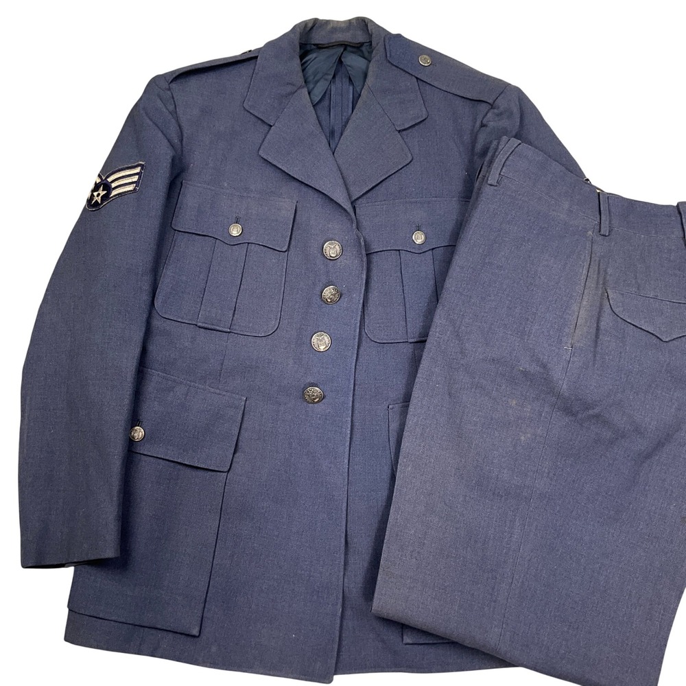 US Air Force 1950 Dress Uniform Mens 40S 30W 26L Blue Sergeant Rank 2Pc VTG